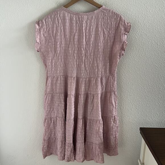 Knox Rose Crinkle Babydoll Dress Boho Neutral Feminine Preppy Coastal Classic S - Picture 2 of 7